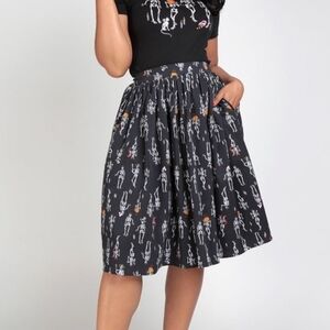 Collectif Skeleton Print Skirt